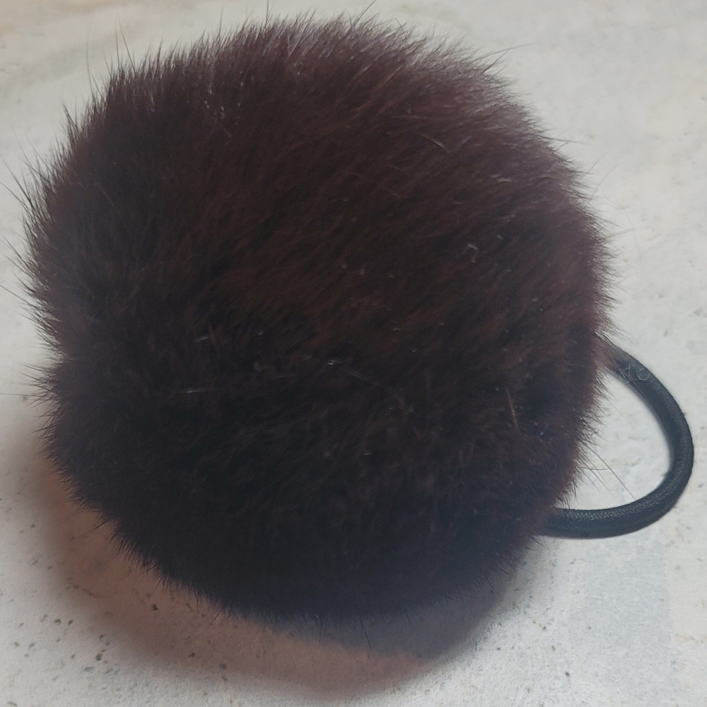 Brown furry ponytail holder